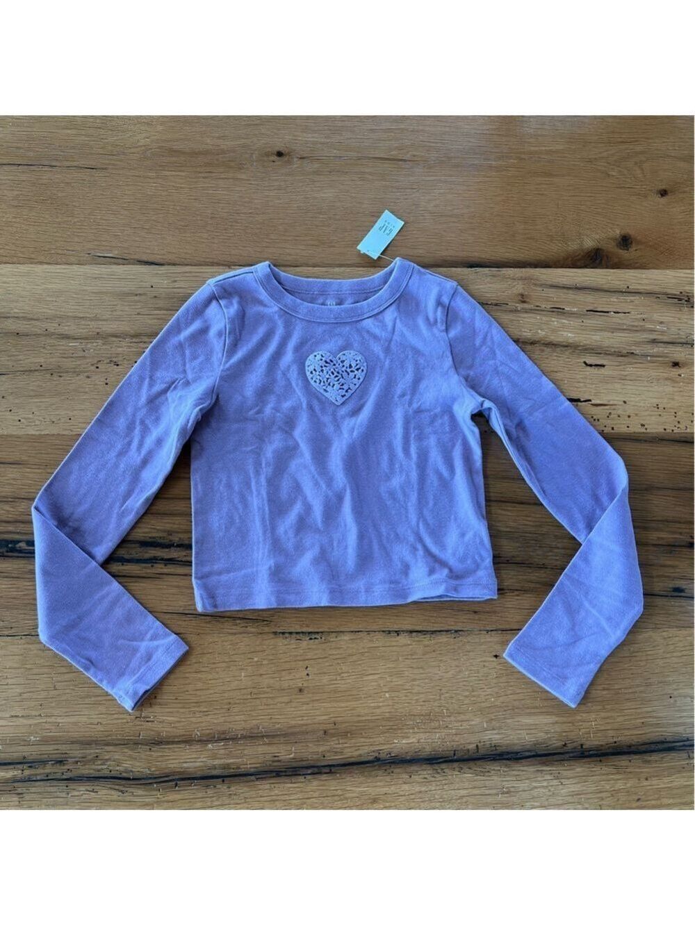 Gap Kids Purple Long Sleeve Shirt With Heart Size Large (10) NWT